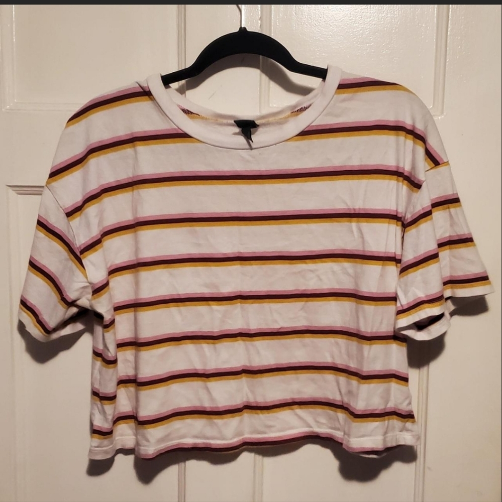Multicolored striped crop top